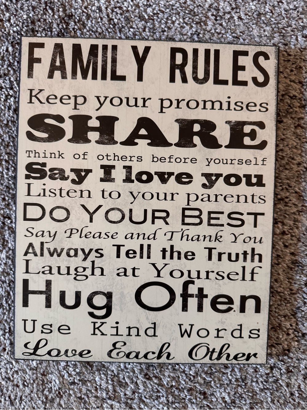 New “Family Rules” Wall Plaque
